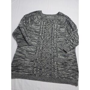 Jason Maxwell Sweater Women's 3X Gray Cable Knit 3/4 Sleeve Warm Wear Winter